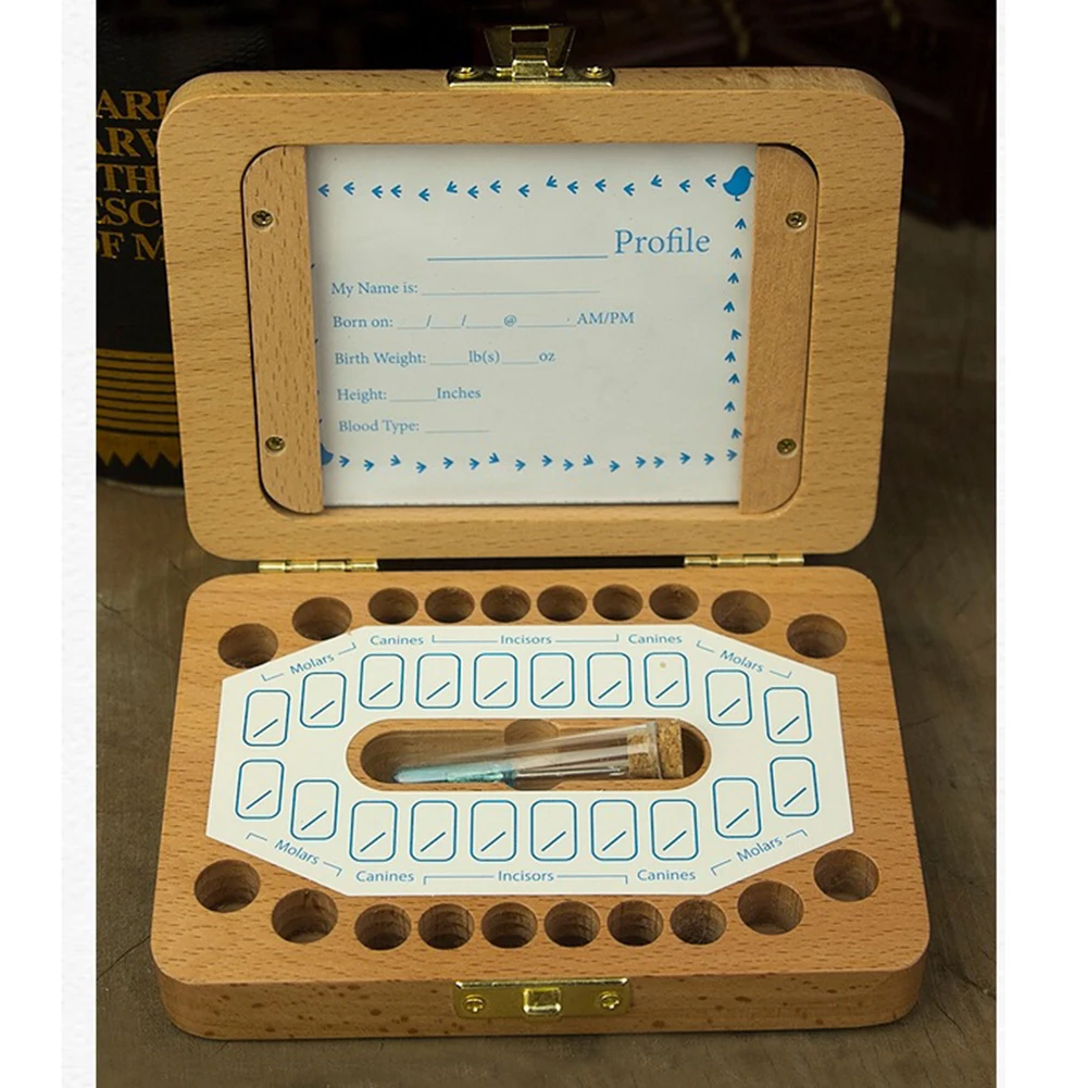 

Organizer Wooden Tooth Box Kids Milk Teeth Storage Collect Teeth Save Gifts Baby Photo frame teeth Multifunction box