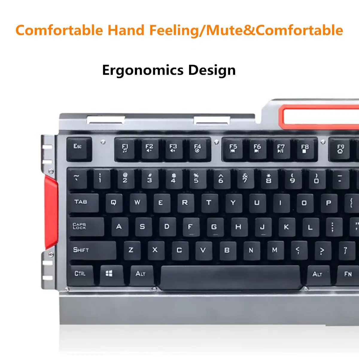 Mechanical Keyboard USB Wireless Ergonomic Backlit Mechanical Feel Gaming Keyboard and Mouse Set with Metal Panel