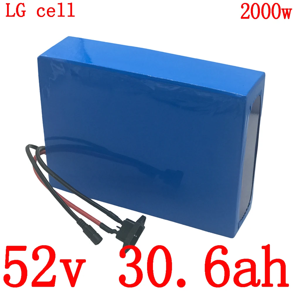 1000W 1500W 2000W 52V литий-ионный аккумулятор 52V 30AH аккумулятора электроскутера 52V электрический велосипедный аккумулятор использовать сотовый телефон LG бесплатно