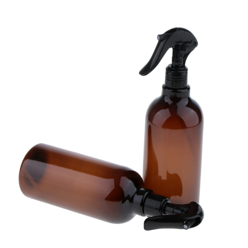 2pcs 500ml Empty Amber Spray Bottles Refillable Container for Essential Oils Cleaning Products Aromatherapy