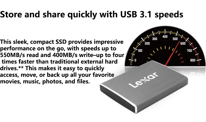 Lexar USB 3,1 внешний SSD HDD 550MBS 240GB 512GB Тип C портативные твердотельные накопители Duro Externo Nas сервер внешний жесткий диск