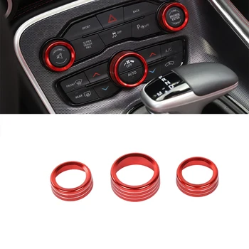 

for Dodge Challenger Charger 2015-2020 Air Conditioning Audio Switch Decoration Cover Car Interior Accessory Aluminum Alloy Red