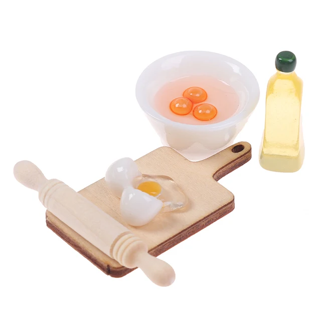 5Pcs/Set Cute Rolling Pin Egg Bowl Olive Oil Set Kitchen Accessories 1:12 Dollhouse Miniature 1