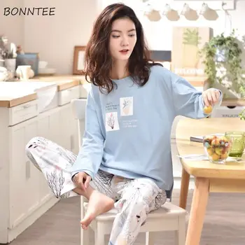 

Pajama Sets Women Printed Leisure Autumn Soft Korean Style Sleepwear Simple Womens High Quality Chic Homewear New Stylish Casual