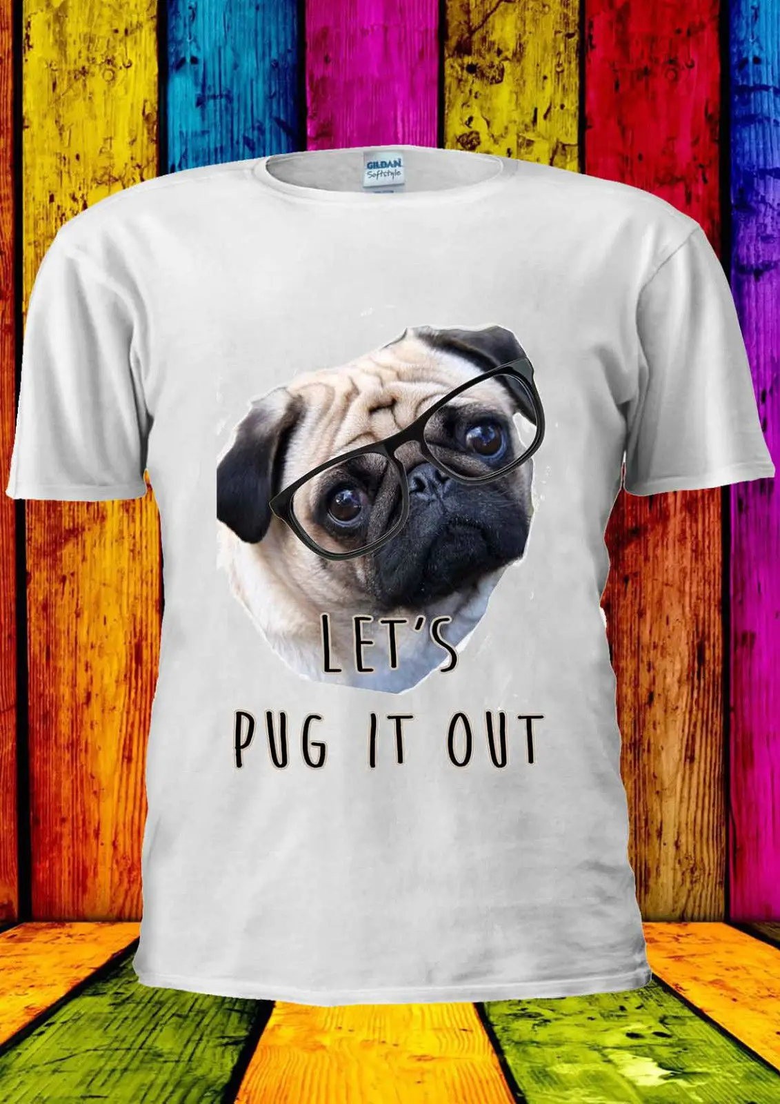 

Let's Pug It Out Glasses Cute Dog T-shirt Vest Top Men Women Unisex 1866