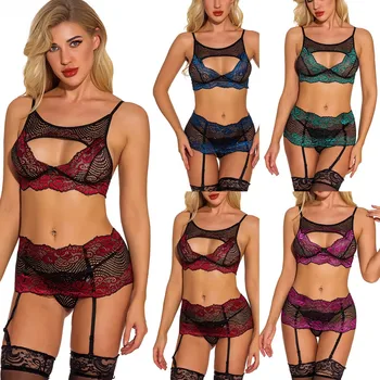 

Women Lingerie Bra Set Wire Free Seamless Bra Set Women Sexy Lingerie Lace Babydoll G-String Underwear Nightwear Bra & Brief Set