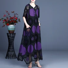 Johnature-vestido de lino de manga corta con botones para mujer, ropa con estampado Floral, bordado, 2021