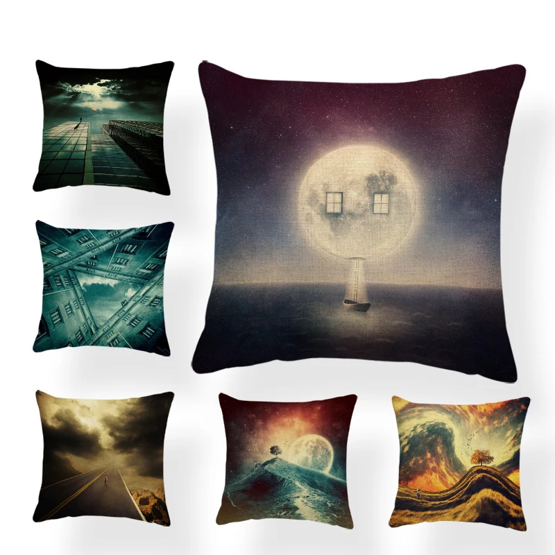 Красивая Вселенная природа пейзаж бросок наволочки Moon Strray небо зонт Жираф лодка Чехлы Украшения дома и офиса 43 см