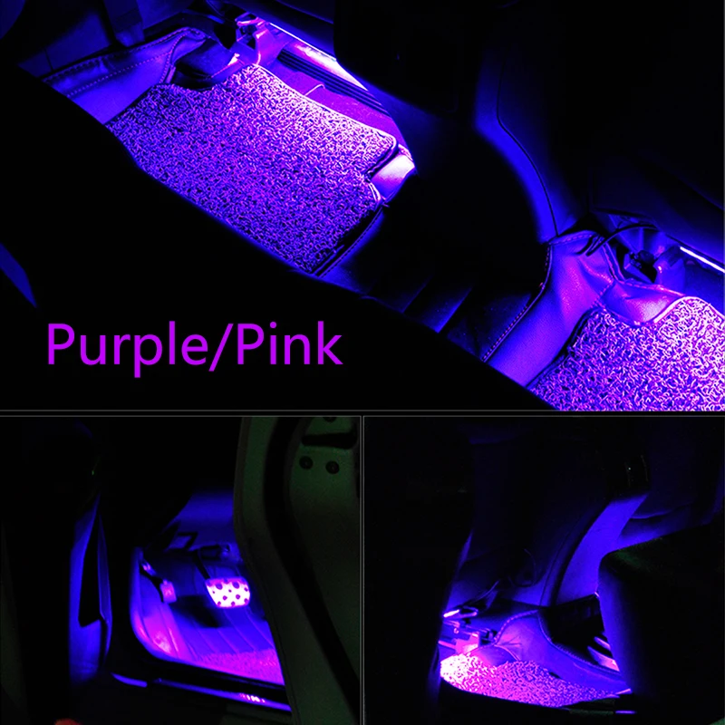 Автомобильный RGB Светодиодные Ленты Декоративные Атмосферу полосы света авто RGB путь напольный светильник Вики дистанционного Управление 12V
