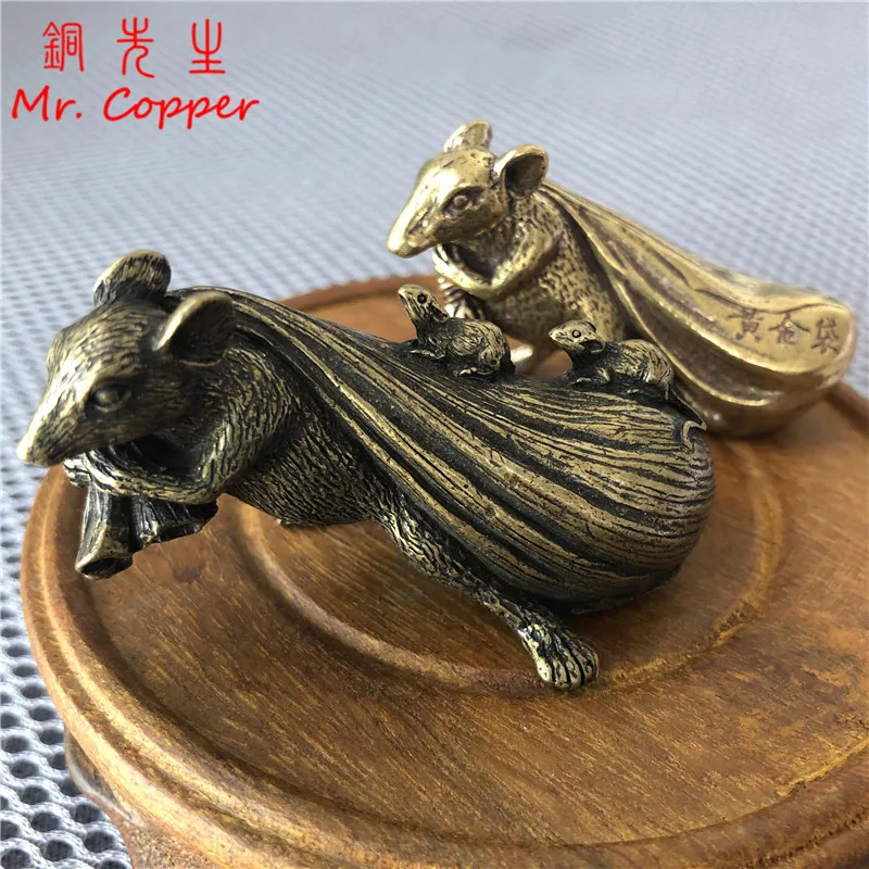 Медные китайские новогодние фигурки крыс для домашнего декора аксессуары латунные статуи мыши настольные украшения подарок для китайских друзей