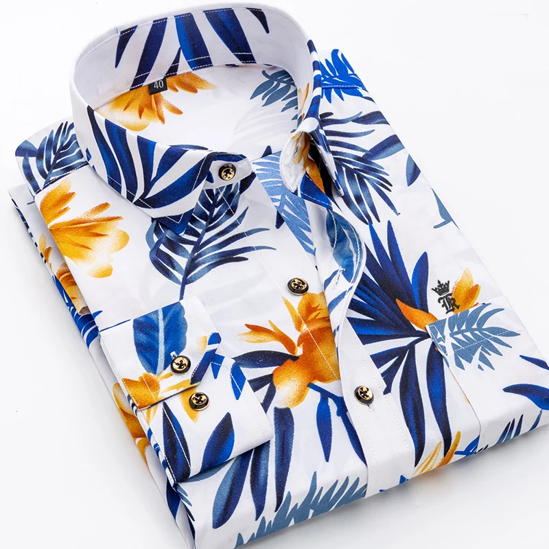 

2022 Camisa Social Masculino printed shirt male Business Men Classics Long Sleeve Sergio K Plus Size