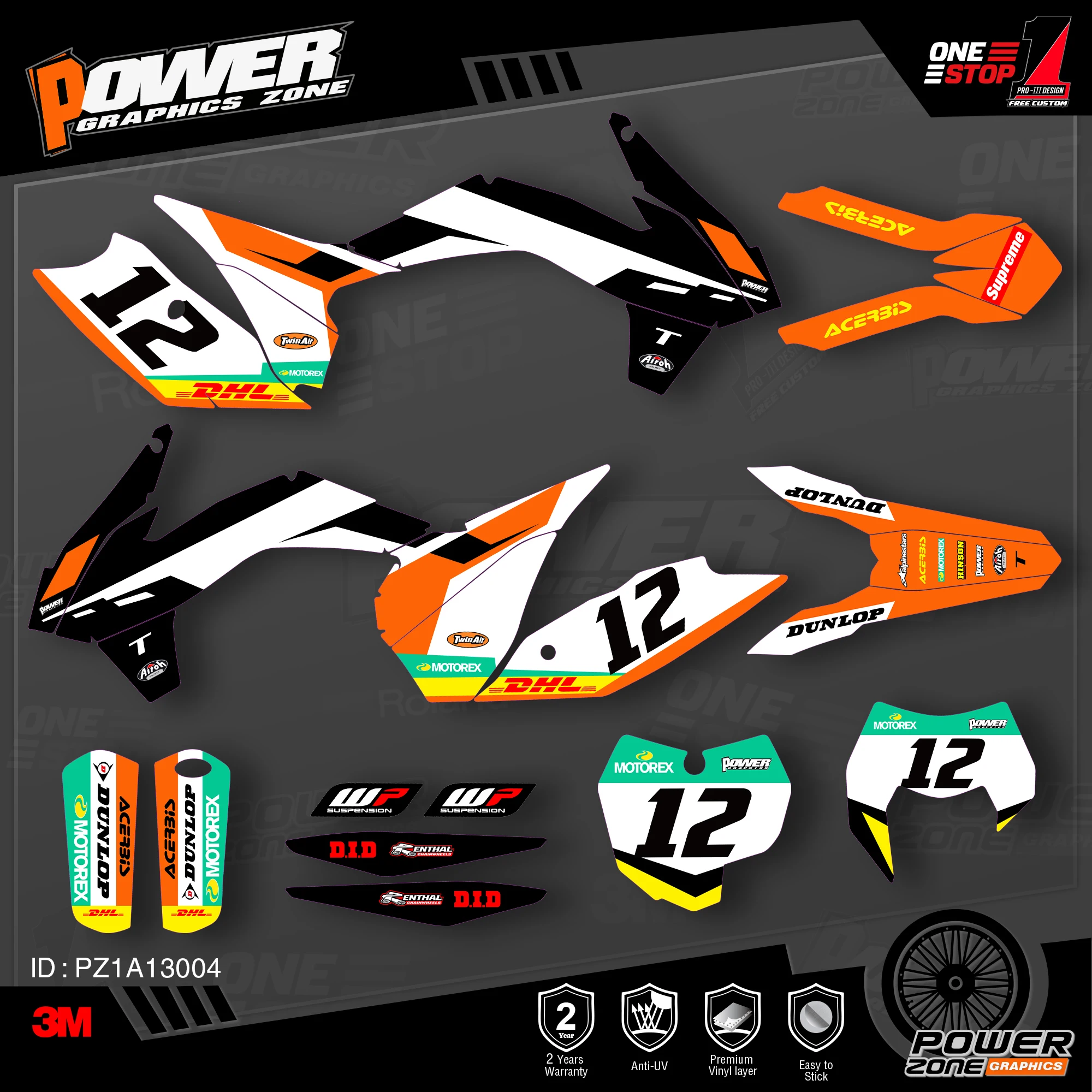 PowerZone пользовательские команды графики фоны наклейки 3m Набор для KTM SXF MX 13-15 EXC XCW