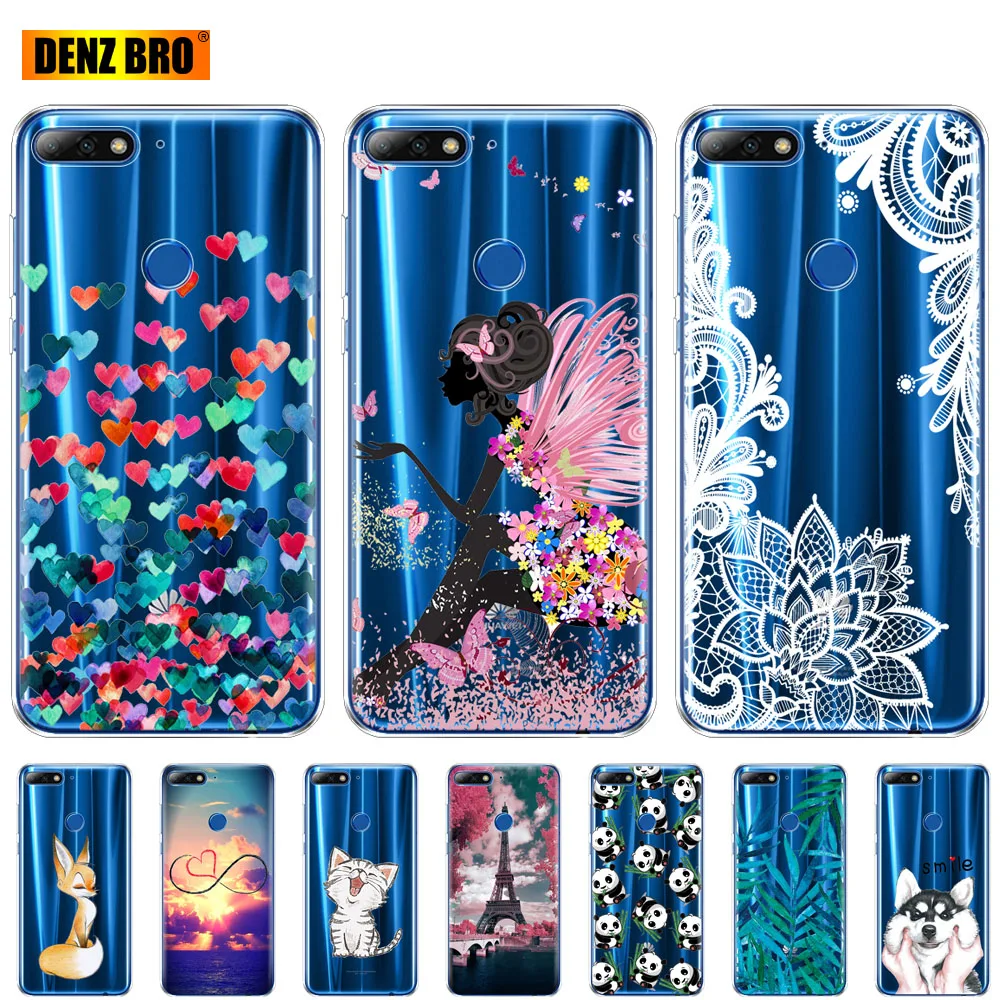 Силиконовый чехол для телефона huawei Y7 2018 / Prime чехлы из мягкого ТПУ задняя крышка