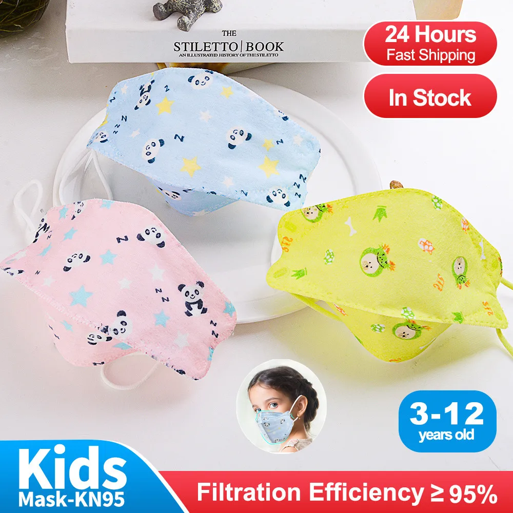 Mascarillas FPP2 para Niños de 3 a 12 años, cubrebocas infantiles FFP2 KN95 de 4 capas con estampado de Panda de dibujos animados NK95 FPP2