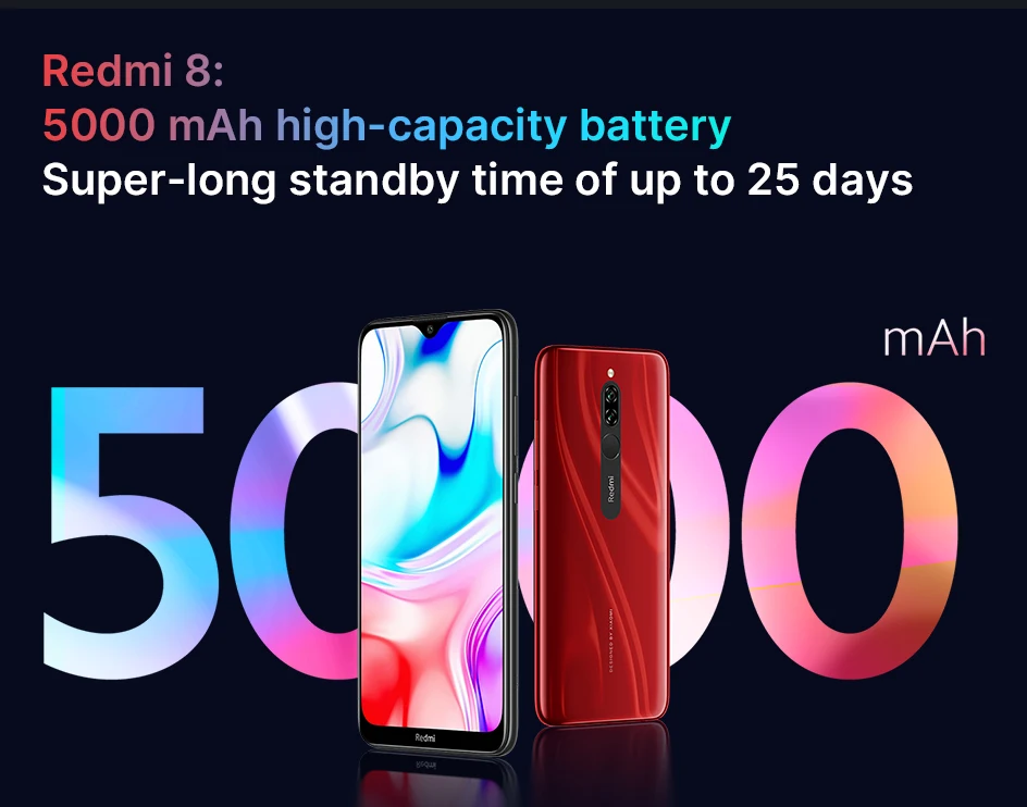 Смартфон Xiaomi Redmi 8 с глобальной версией, 3 ГБ, 32 ГБ, Восьмиядерный процессор Snapdragon 439, 5000 мА/ч, большой аккумулятор, камера 12 МП, дисплей 6,22, 18 Вт