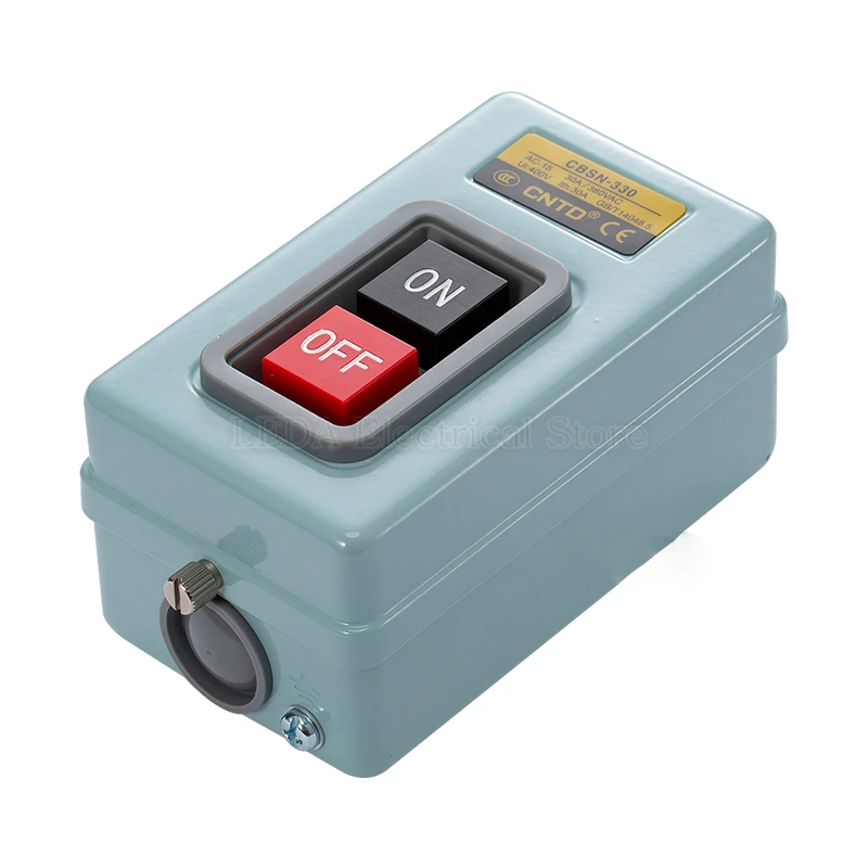 BS230B Interruttore A Pulsante On/Off 3P Autobloccante – AC 380V 3,7kW Per Controllo Motore Con Tappo Antipolvere