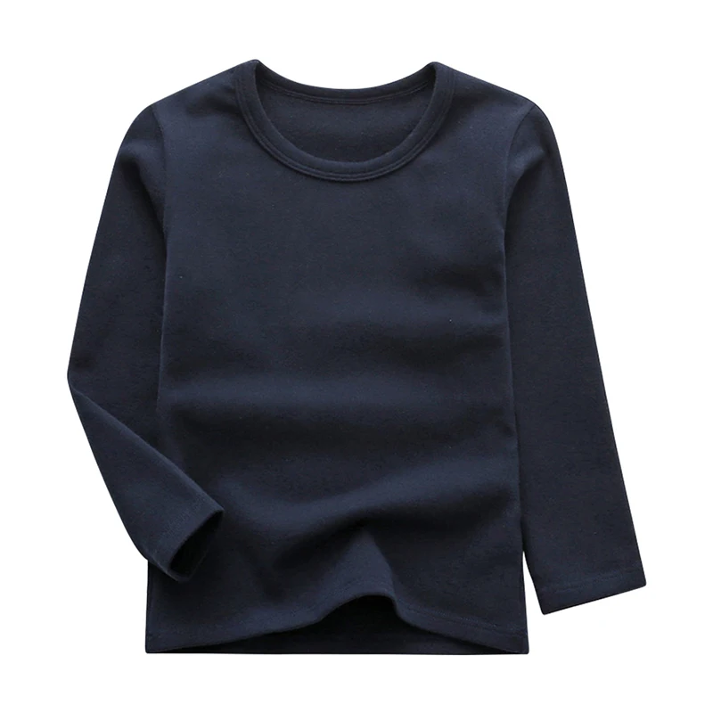 BINIDUCKLING футболка для мальчиков и девочек, хлопок, детские топы с длинными рукавами, пуловер, блузка, рубашки для мальчиков, одежда От 2 до 8 лет - Цвет: Navy