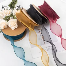 40mm Wave Silk Organza Ribbon Lace Ribbons For Bow Hair Ornament Gift Wrapping Clothing Decoration DIY Apparel Sewing Fabric