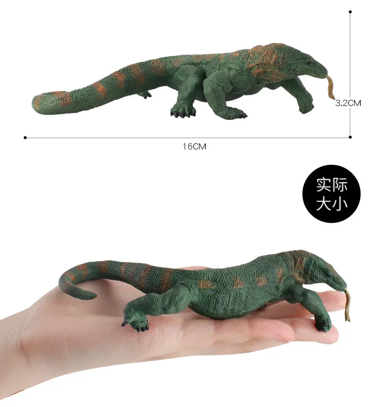 Модель земноводных ползающих животных Komodo зеленый Goanna пластиковое статическое украшение детская научная Когнитивная модель