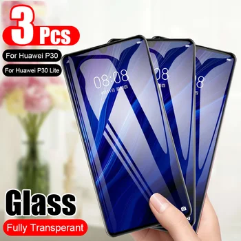 

3x Protective Glass For Huawei P30 20 Lite Pro Screen Protector Tempered Glass Film On The For P10 Lite Plus Screen Guard Foil
