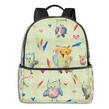 

2020 Hot Sale Women Men Unisex Cute Owls Watercolor Backpack New Trend Teenager School Bag Couples Back Pack Travel Bag