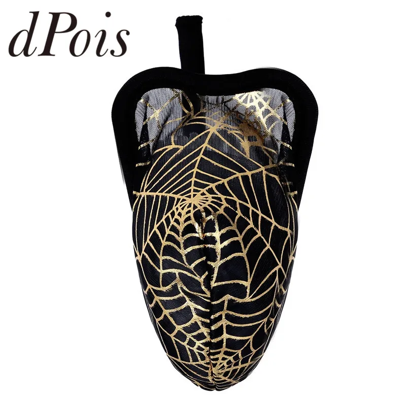 

Gay Panties Mens Gold Spider Web Pattern See Through C-String Sissy Lingerie Male Bulge Pouch Bikini Underwear Male Underpants