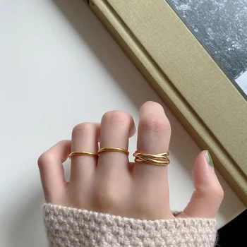 

JAECLNCY Elegant Three-layer Ring 925 Sterling Silver 3 Hoop Closed Ring Western Europe 18k Gold Ring For Women Fine Jewelry