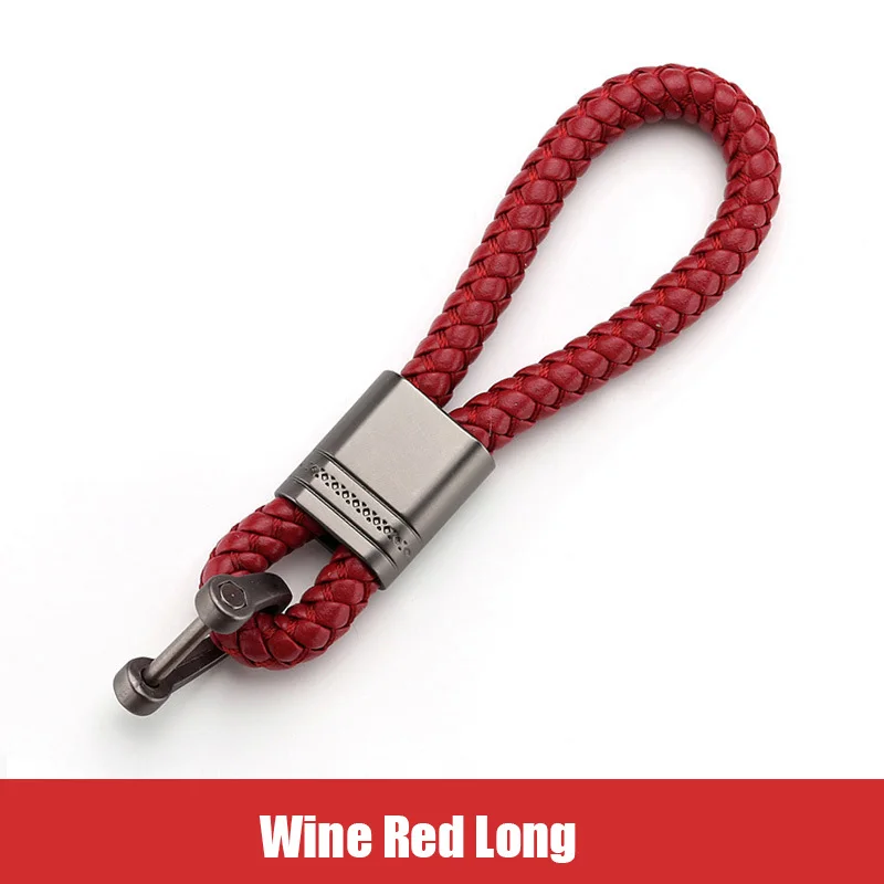 wine red A Кожаный канат брелок для автомобиля ручной работы пряжка подковы Брелоки для ключей пара авто подарок Съемные Металлические Роскошные брелоки - Цвет: wine red A