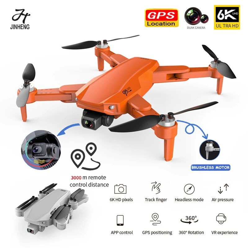 US $78.31 JINHENG S608 GPS Drone 6K Dual HD Camera Professional Aerial WIFI FPV Brushless Motor RC Foldable Quadcopter Remote Distance 3KM