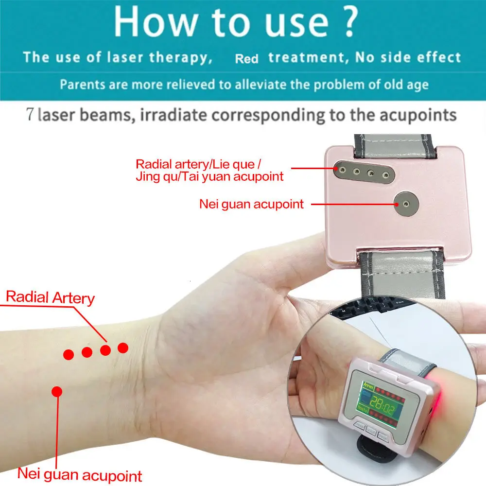 650nm лазерная терапия часы бытовой наручные нано-светильник терапия метр для пожилых людей высокое кровяное давление жировой диабет лечение ринита