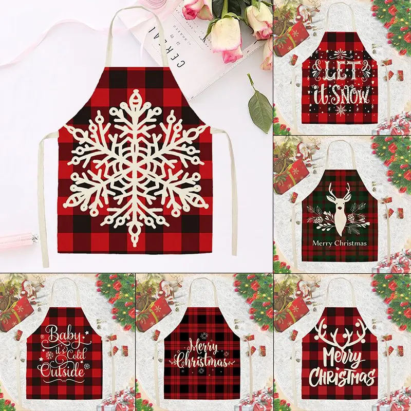 

Plaid Christmas Apron Merry Christmas Decorations For Home Cristmas Kitchen Ornament Xmas Navidad Gifts New Year 2021