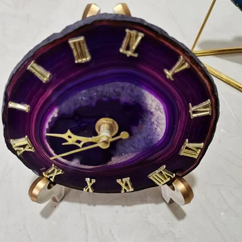 

Natural amethyst clock in various colors Modern Minimalist Desktop Clock Desktop Decoration Table Clock Mute Pendulum Clock