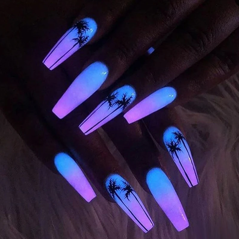 10 г светящийся порошок для ногтей Ультрафиолетовый блеск светится в темноте пигмент пыль мощность украшения для ногтей эффект подсветки 9 цветов