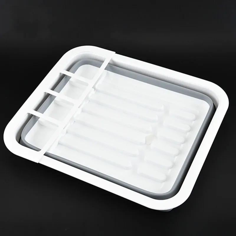 Household silicone folding telescopic multi-function drain dish rack kitchen storage dish dish rack storage basket LB9302