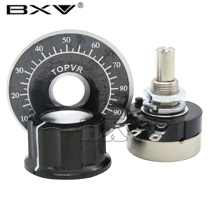RV24YN20S 1K 2K 5K 10K 20K 50K 100K 1M Ohm Single Turn Carbon Film Rotary Taper Potentiometer With A03 Knob With Dial 1Set(3PCS) multiturn potentiometer rotary potentiometer adjustable resistor