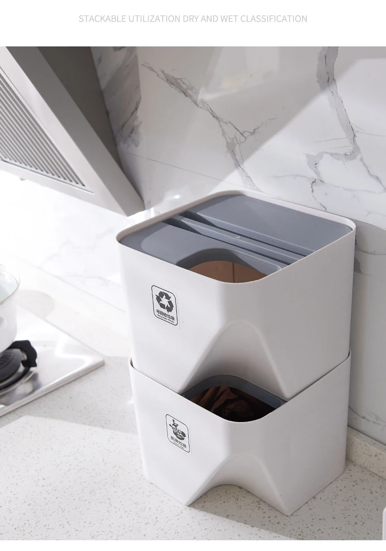 Новое прибытие кухня ванная комната штабелирование секретный мусорный бак рециркуляционный ящик Домашнее отделение для сухого и мокрого мусорного бака