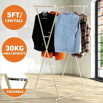 

X-Shape Folding Drying Rack Floor Standing Hanger Anti-Rust 2 Clothing Rod Drying Rack for Clothes Indoor Balcony Home Furniture