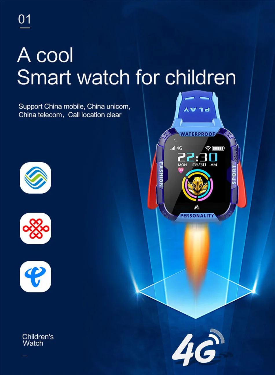 Умные часы LIGE для детей, Wi-Fi, подключение, видео вызов, gps трекер местоположения, SOS, одна кнопка, помощь 4G, sim-карта, Детские умные часы+ коробка