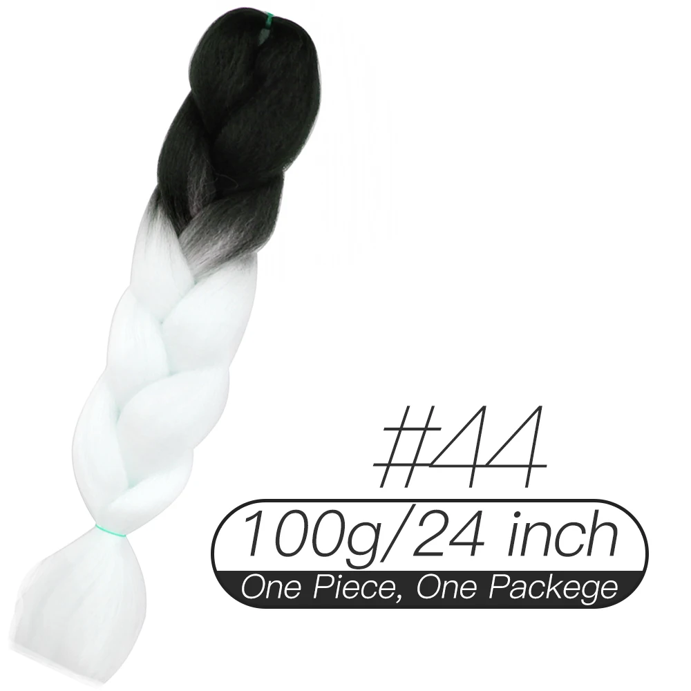 LiangMo три/два тона синтетические Омбре Джамбо плетение волос для наращивания 2"(60 см) 100 г/шт. термостойкие цветные крючком косы - Цвет: 44