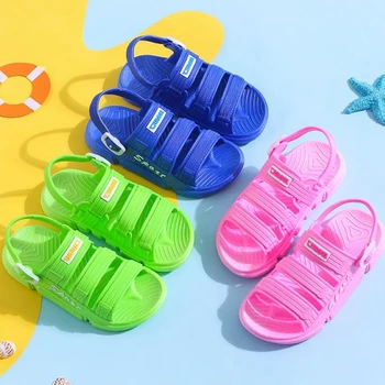 

Children's sandals 2020 summer solid color boys' and girls' soft bottom non slip beach shoes for children's sports sandals