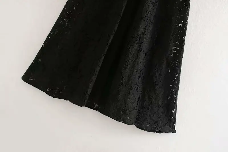 Новое женское элегантное черное кружевное платье-рубашка с бантом и поясом, деловое платье для девушек, шикарное повседневное ТРАПЕЦИЕВИДНОЕ ПЛАТЬЕ с отложным воротником DS3003
