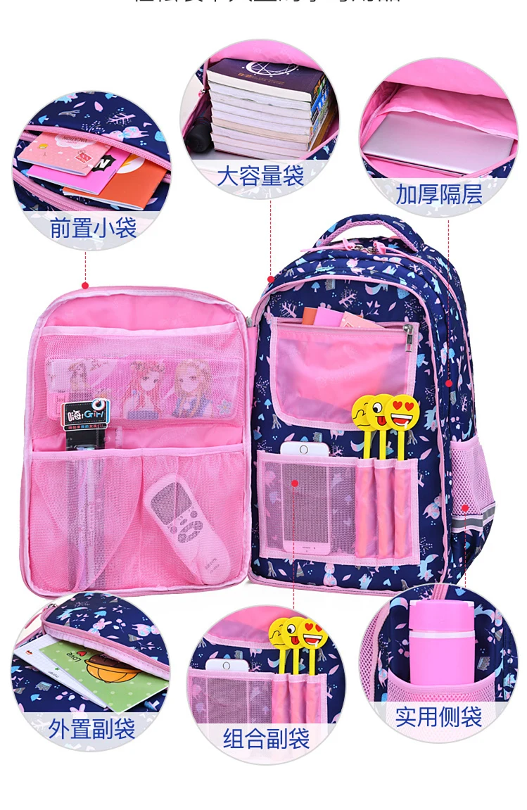 Школьные сумки с цветочным принтом для девочек 1-6 классов, Детские ортопедические школьные рюкзаки, Mochila Infantil