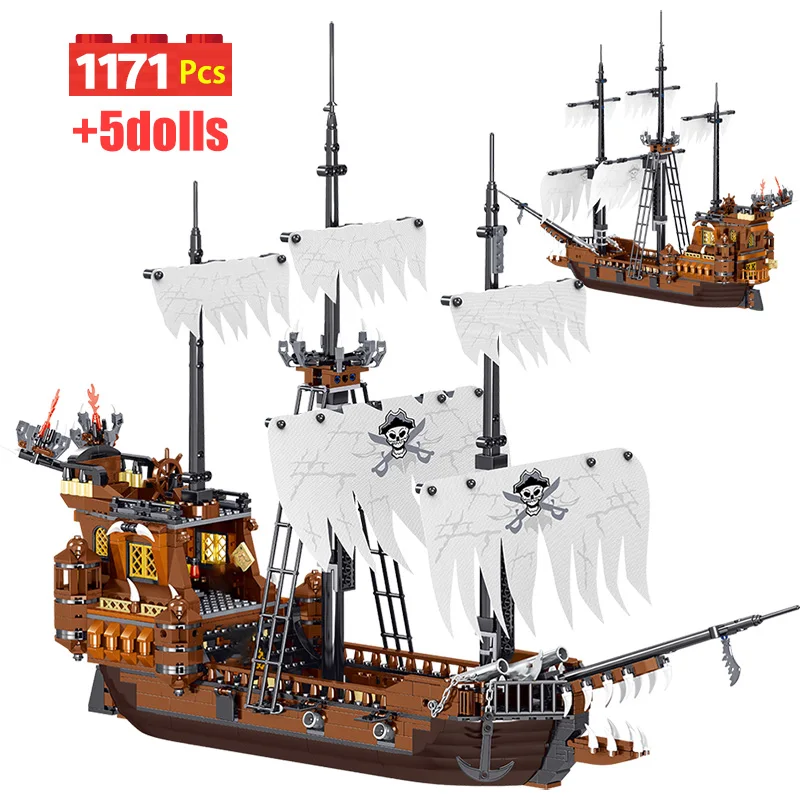 

1171pcs Pirates of the Caribbean Ship Rover Model Building Blocks Movies Figures Bricks Toys for Children Christmas Gift