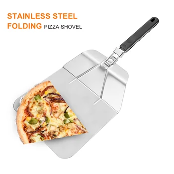

Stainless Steel Home Folding Handle Hanging Hole Kitchen Peel Accessories Pizza Shovel Portable Extra Large Non-Slip Baking Tool