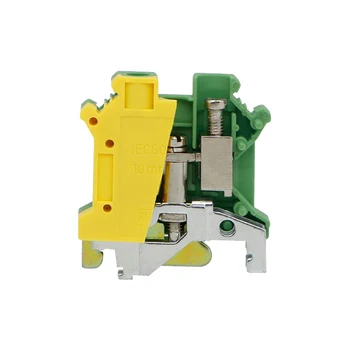 

PE Din Rail Terminal Block 10Pcs USLKG-10N Screw Terminal Blocks Ground Universal Class Connector USLKG10N Wire Conductor