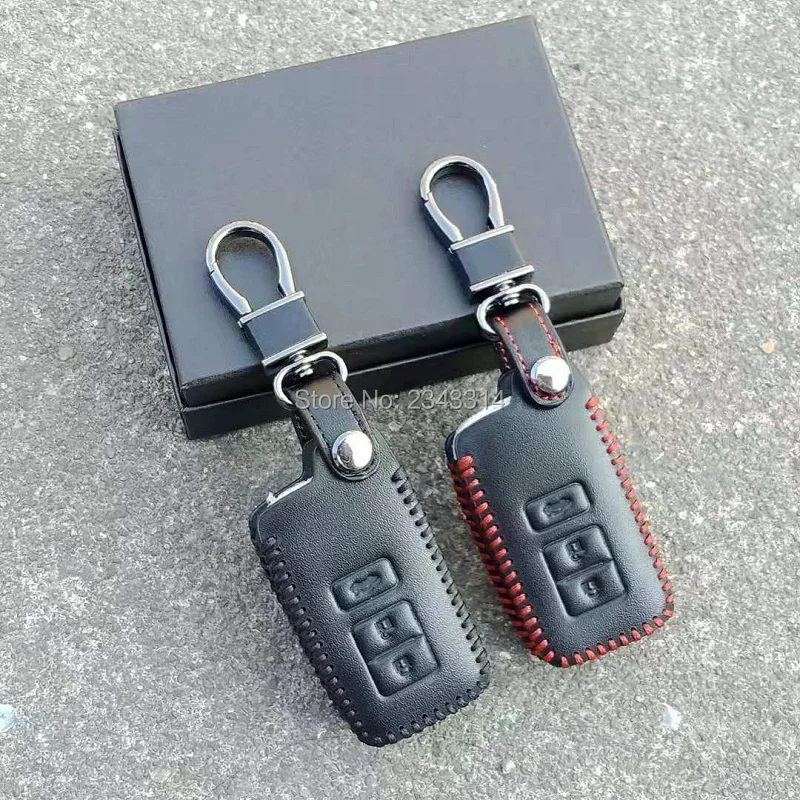 Genuine Leather Remote Control Car Keychain Key Cover Case For Toyota