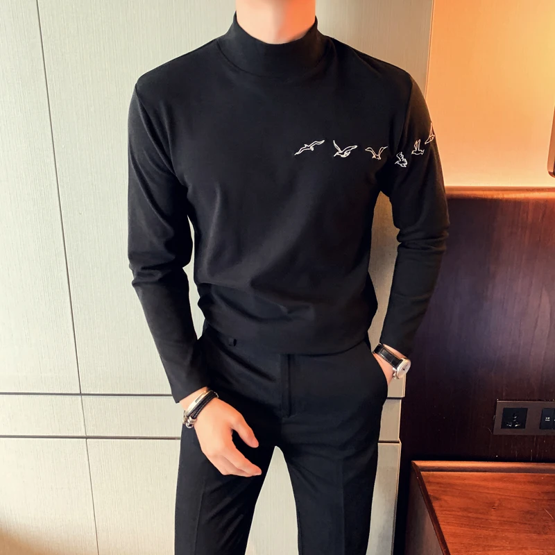 

Fashion Men Clothes 2019 T Shirt Men Autumn Winter Thick Velvet Mens Casual T-Shirts Warm Slim Fit Turtleneck Tee Shirt Homme