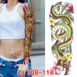 3 Designs Waterproof Temporary Tattoo Stickers Full Arm Large Skull Old School Tatoo Stickers Flash Fake Tattoos for Men Women