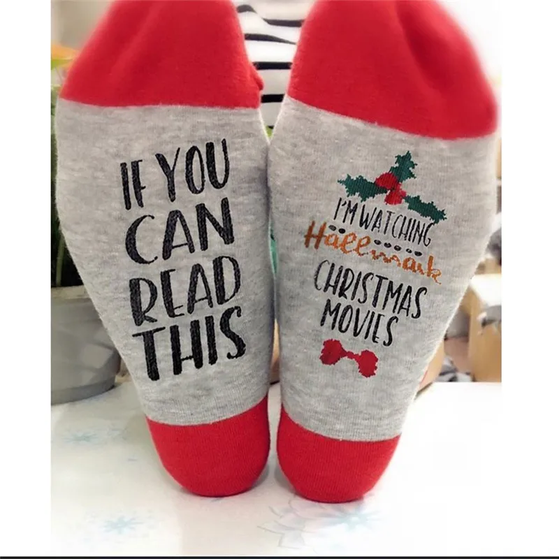 1 пара, рождественские чулки, повседневные хлопковые носки с буквами, женские носки для просмотра фильмов, Праздничные рождественские украшения для подарков для дома