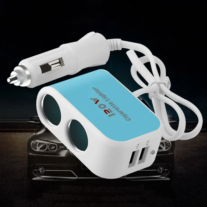 Universial 2 Way двойной автомобильный прикуриватель Разветвитель 12 в USB зарядное устройство адаптер питания автомобильный интерьерный аксессуар 4 цвета